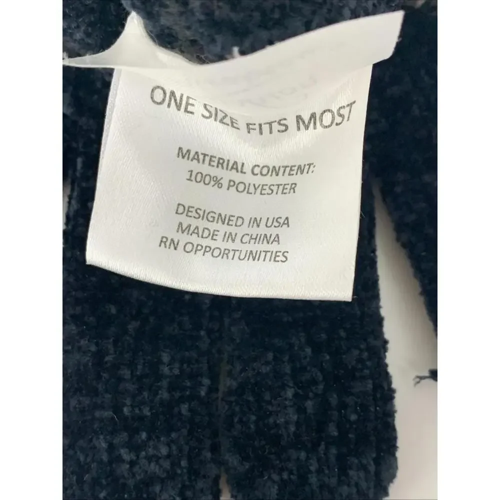 Fashion By Mirabeau Black Chenille Pointelle Gloves Stretchy Warm Cuffs Size OS